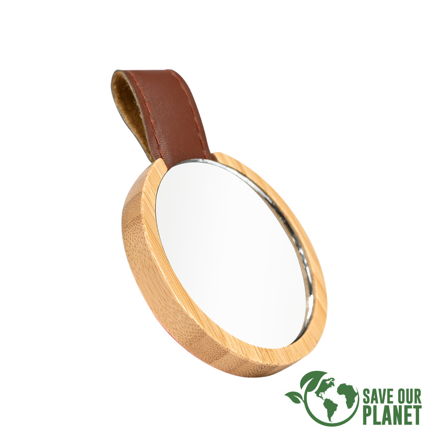 ESPEJO REDONDO DE BAMBOO Y ECO-CUERO