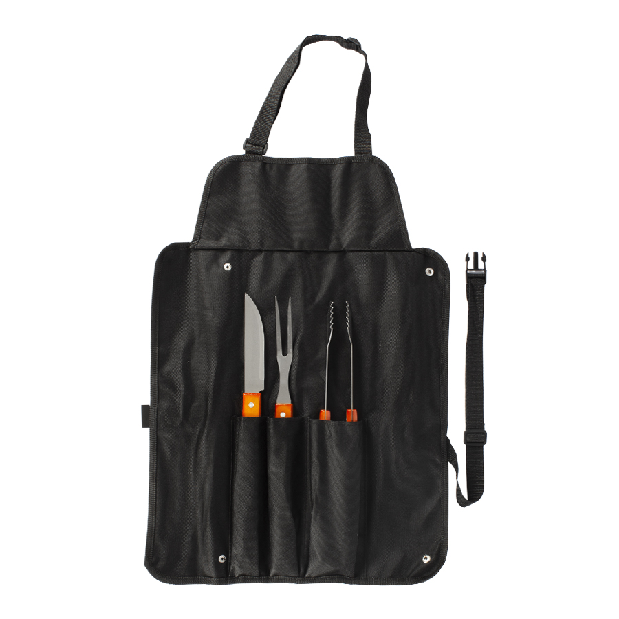 DELANTAL DE BBQ CON 3 HERRAMIENTAS