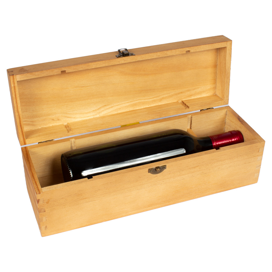 CAJA DE MADERA NATURAL PARA VINO