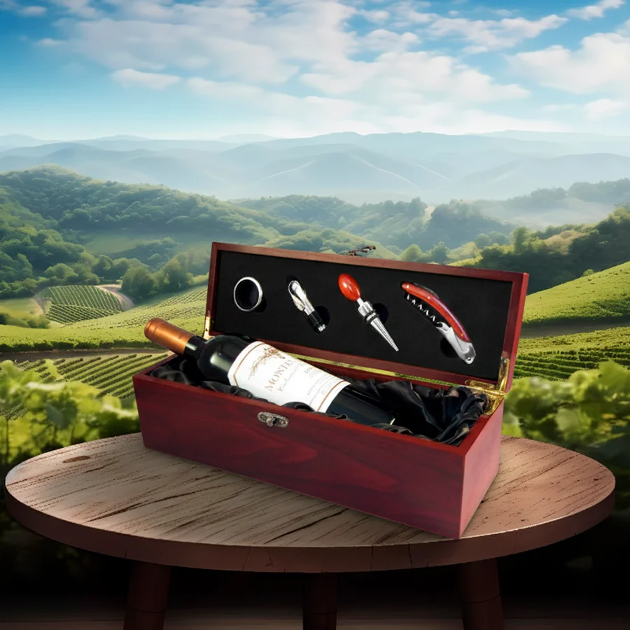 Caja de Madera Natural para Vino